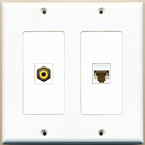 RiteAV - 1 Port RCA Yellow 1 Port Cat6 Ethernet White - Dual Gang Wall Plate