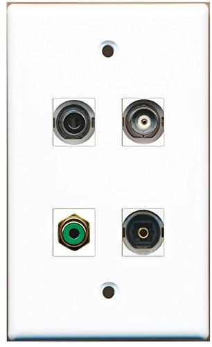 RiteAV - 1 Port RCA Green 1 Port Toslink 1 Port 3.5mm 1 Port BNC Wall Plate