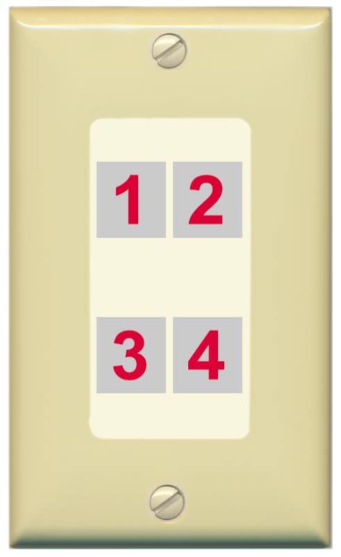 RiteAV Custom 4 Port Custom Wall Plate - 1 Gang [Ivory/Light-Almond]