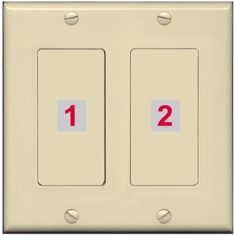 RiteAV Custom Wall Plate 2 Port - 2 Gang [Ivory/Ivory]