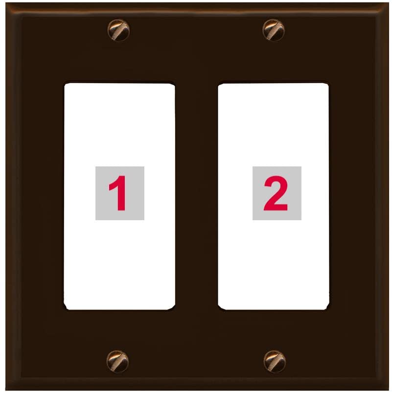 RiteAV Custom Wall Plate 2 Port - 2 Gang [Brown/White]