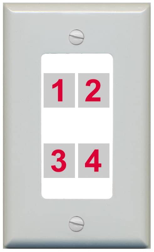 RiteAV Custom 4 Port Custom Wall Plate - 1 Gang [Gray/White]