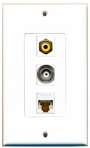 RiteAV 1 Port RCA Yellow 1 Port BNC 1 Port Cat6 Ethernet White Wall Plate OVERSIZED
