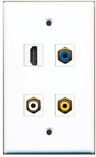 RiteAV - 1 Port HDMI 1 Port RCA White 1 Port RCA Yellow 1 Port RCA Blue Wall Plate