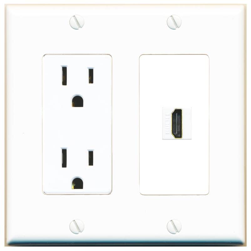 RiteAV Custom HDMI Wall Plate 1 Port - Outlet [White/White]