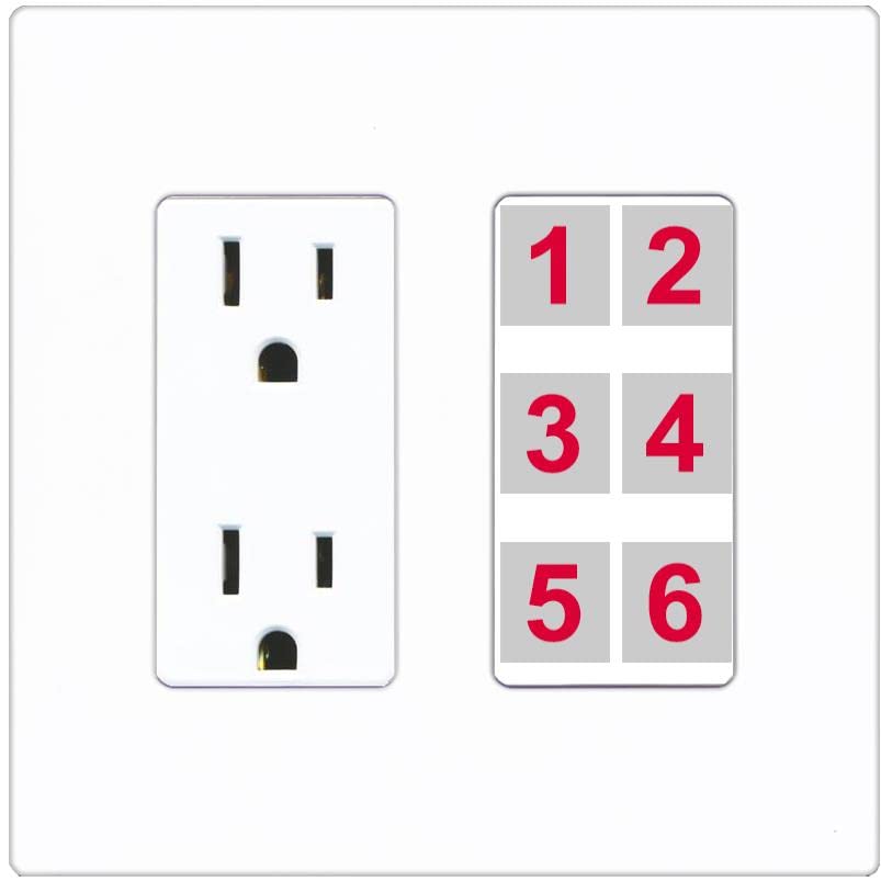 RiteAV 6 Port Custom Wall Plate - Outlet [Screwless White]