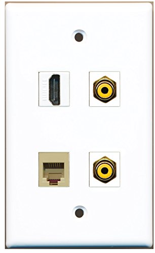 RiteAV - 1 Port HDMI 2 Port RCA Yellow 1 Port Phone RJ11 RJ12 Beige Wall Plate