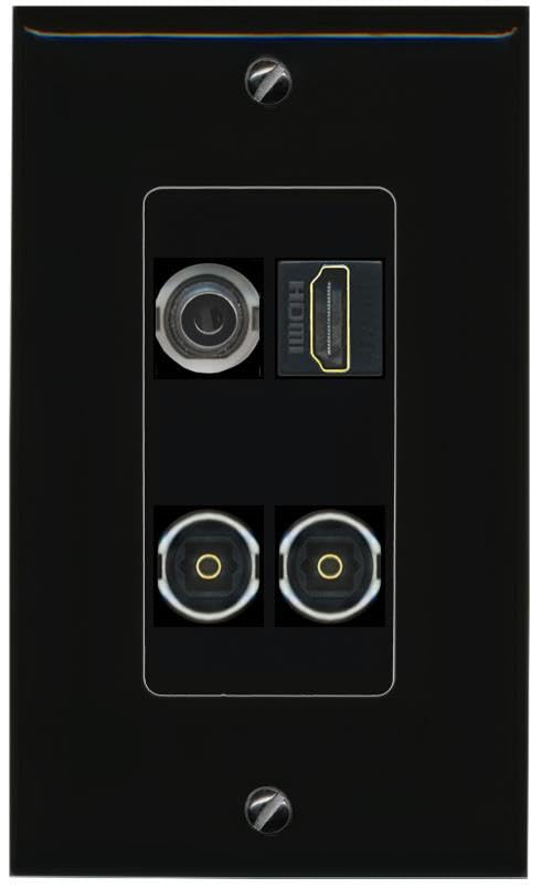 RiteAV 3.5mm HDMI 2 TOSLINK Wall Plate Decorative [Black]