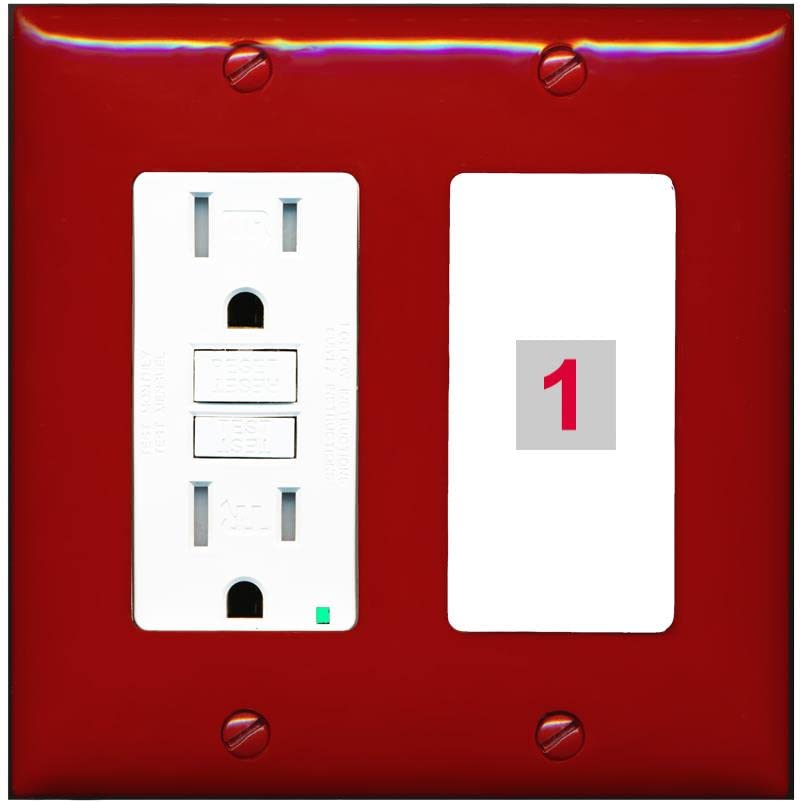 RiteAV Custom Wall Plate 1 Port - GFCI [Red/White]