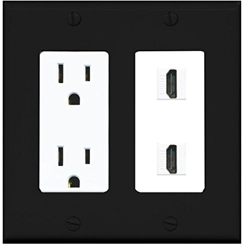 RiteAV HDMI Wall Plate 2 Port - Outlet [Black/White]