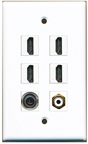 RiteAV - 4 HDMI 1 Port RCA White 1 Port 3.5mm Wall Plate