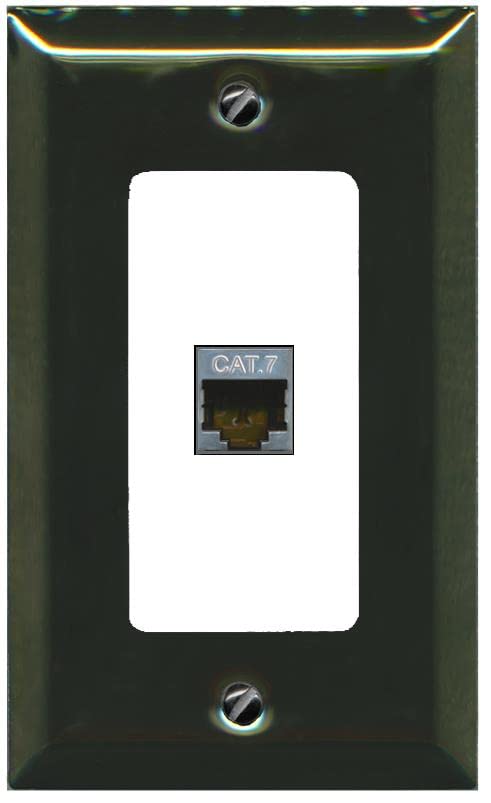 RiteAV 1 Port Cat7 Shielded Ethernet Wall Plate - 1 Gang [Brass/White]