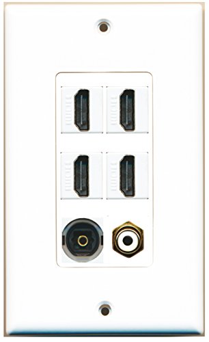 RiteAV 4 Port HDMI 1 RCA White 1 Toslink Wall Plate OVERSIZED