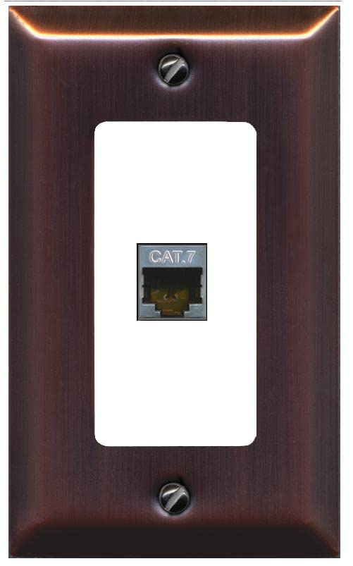 RiteAV 1 Port Cat7 Shielded Ethernet Wall Plate - 1 Gang [Brushed-Copper/White]