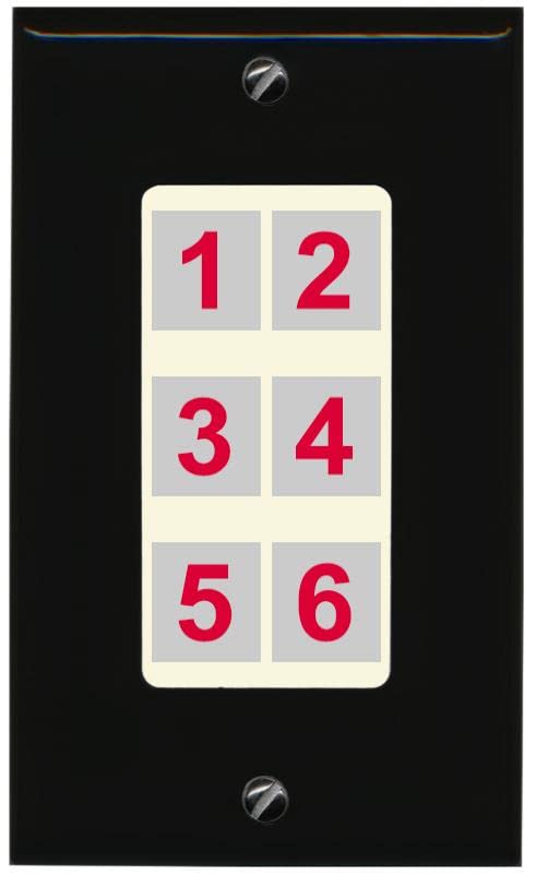 RiteAV 6 Port Custom Wall Plate - 1 Gang [Black/Light-Almond]