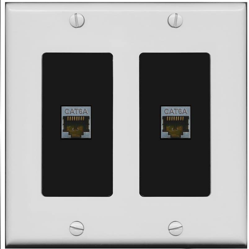 RiteAV 2 Port Cat6A Wall Plate - 2 Gang [Gray/Black]
