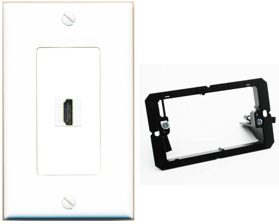 RiteAV Custom HDMI Wall Plate 1 Port - 1 Gang w-Bracket [White/White]