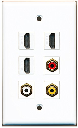 RiteAV - 3 HDMI 1 Port RCA Red 1 Port RCA White 1 Port RCA Yellow Wall Plate - White