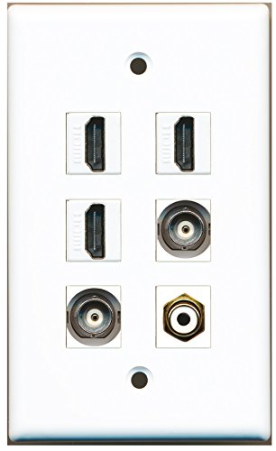 RiteAV - 3 HDMI 1 Port RCA White 2 Port BNC Wall Plate