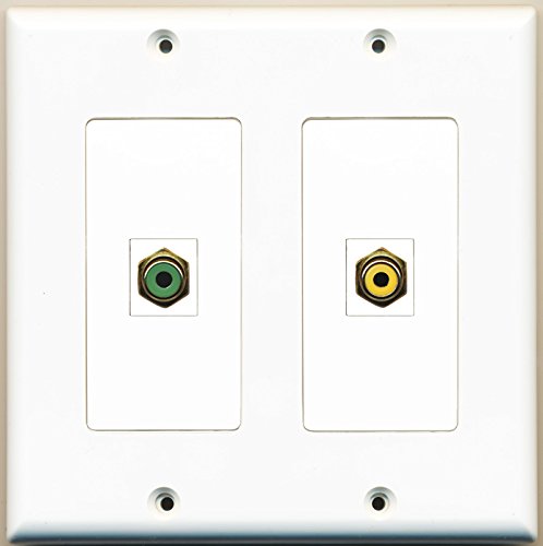 RiteAV - 1 Port RCA Yellow 1 Port RCA Green - Dual Gang Wall Plate