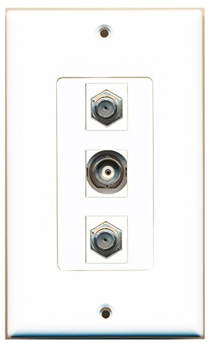 RiteAV 2 Port Coax Cable TV- F-Type 1 Port BNC Wall Plate OVERSIZED