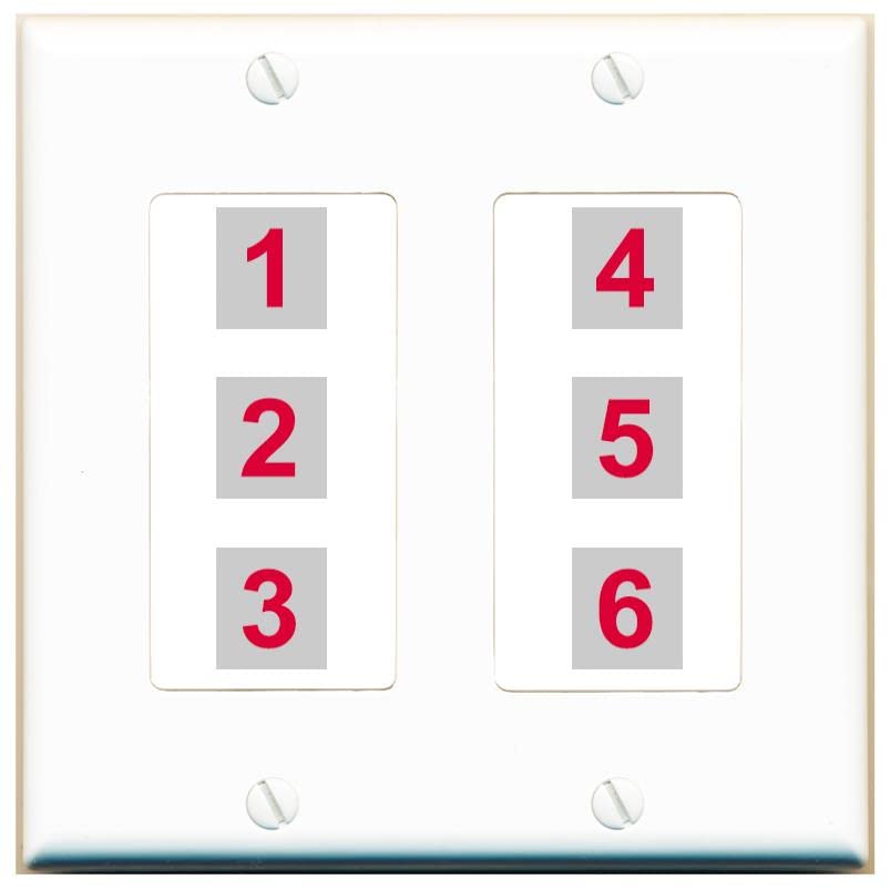 RiteAV 6 Port Custom Wall Plate - 2 Gang [White/White]
