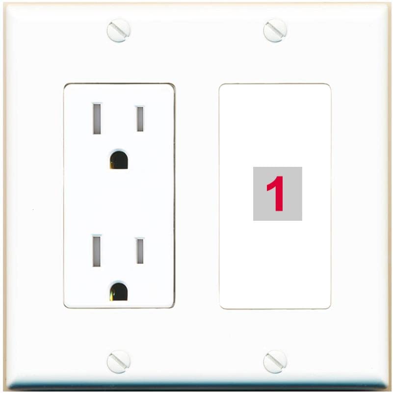 RiteAV Custom Wall Plate 1 Port - Tamper-Resistant [White/White]