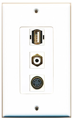 RiteAV 1 Port RCA White 1 Port USB A-A 1 Port S-Video Wall Plate OVERSIZED