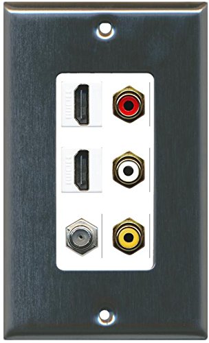 RiteAV 2 HDMI White Coax RCA Red RCA White RCA Yellow Wall Plate White