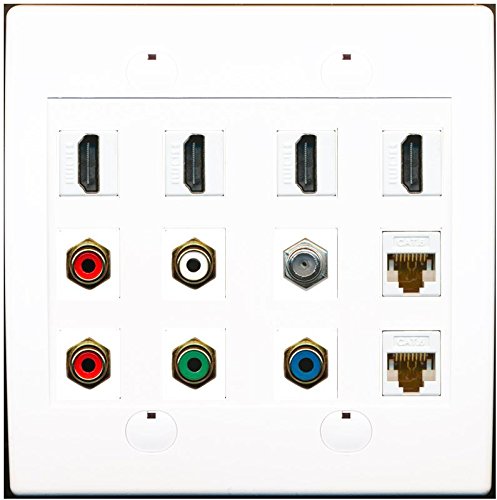 RiteAV 4 Hdmi 2 Cat6 1 Coax 5 RCA Component Stereo Wall Plate White