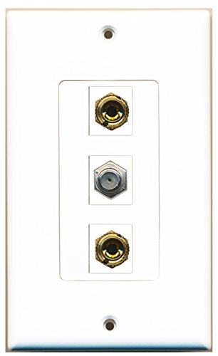 RiteAV 1 Port Coax Cable TV- F-Type 2 Port Banana Speaker Wall Plate OVERSIZED