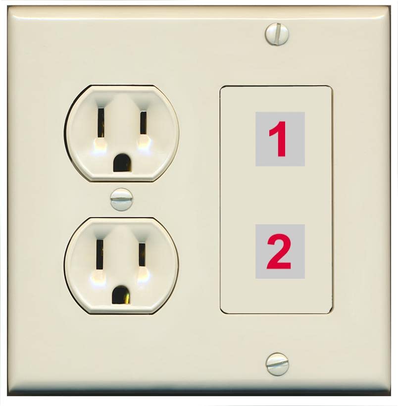 RiteAV Custom Wall Plate 2 Port - Round Outlet [Light-Almond]