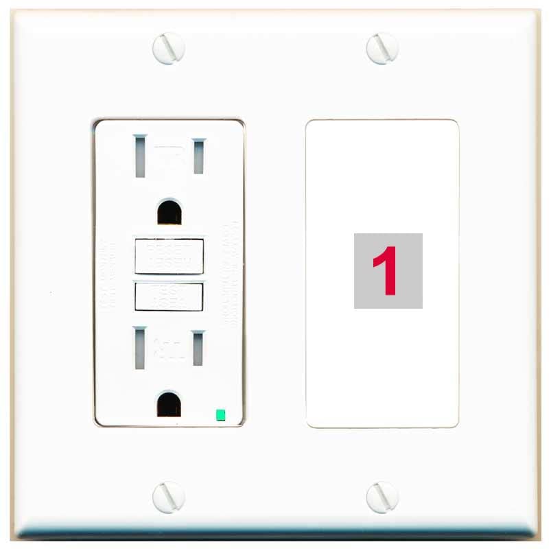 RiteAV Custom Wall Plate 1 Port - GFCI [White/White]