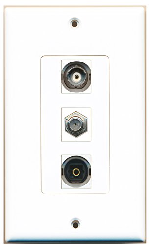 RiteAV 1 Port Coax Cable TV- F-Type 1 Port Toslink 1 Port BNC Wall Plate OVERSIZED