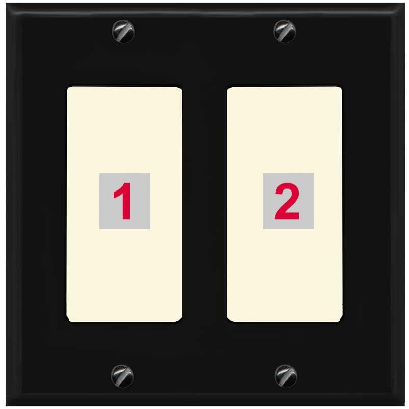 RiteAV Custom Wall Plate 2 Port - 2 Gang [Black/Light-Almond]