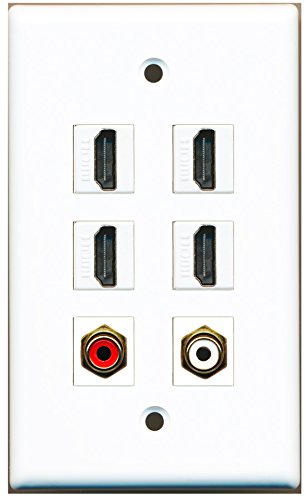 RiteAV - 4 HDMI 1 Port RCA Red 1 Port RCA White Wall Plate