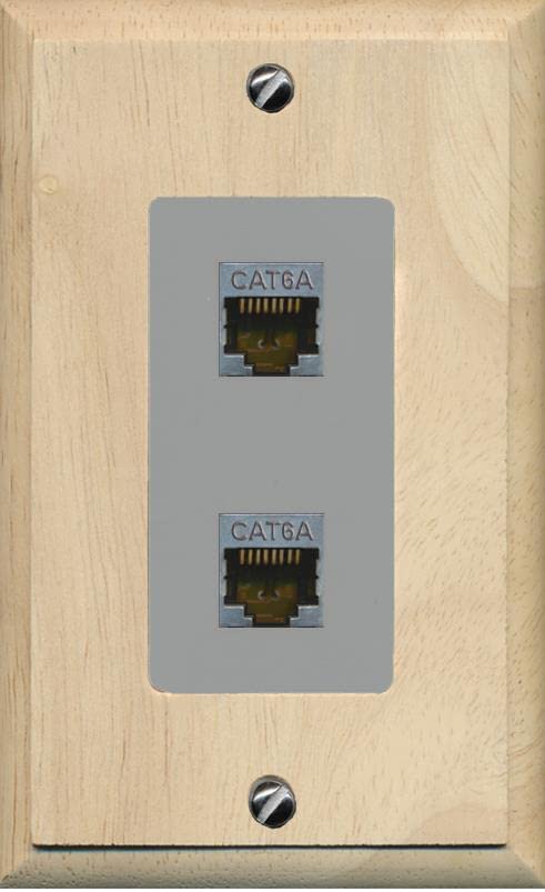 RiteAV 2 Port Cat6A Wall Plate - 1 Gang [Wood/Gray]
