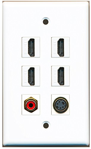 RiteAV - 4 HDMI 1 Port RCA Red 1 Port S-Video Wall Plate
