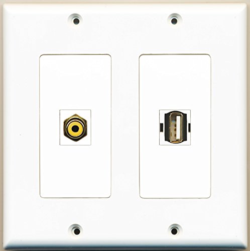 RiteAV - 1 Port RCA Yellow 1 Port USB A-A - Dual Gang Wall Plate
