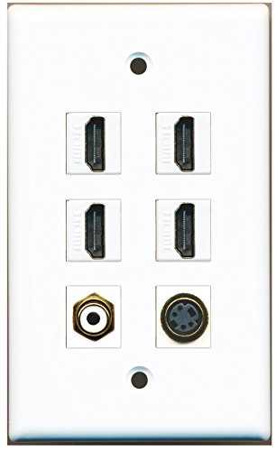 RiteAV - 4 HDMI 1 Port RCA White 1 Port S-Video Wall Plate