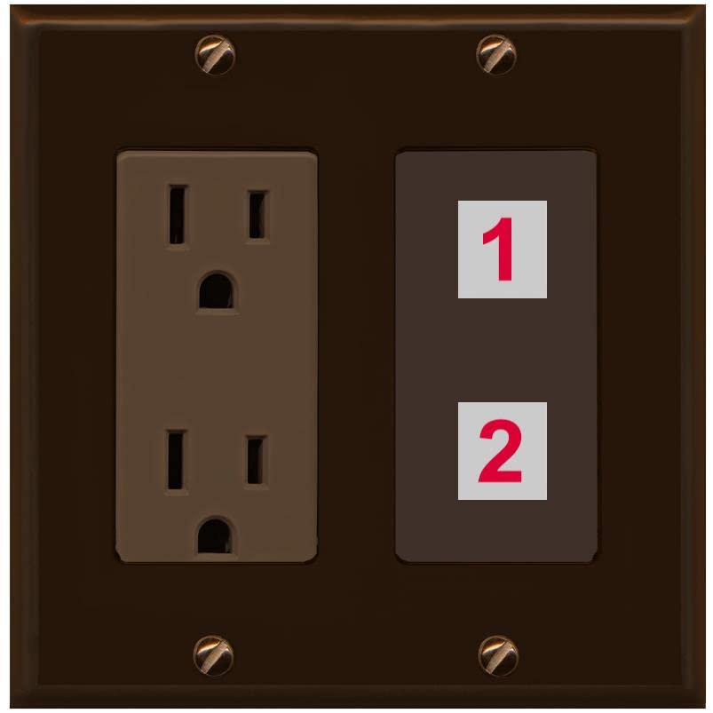 RiteAV Custom Wall Plate 2 Port - Outlet [Brown/Brown]