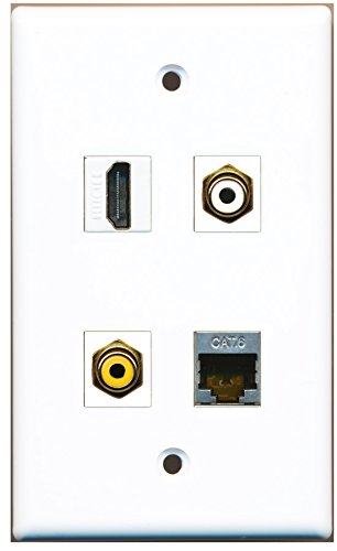 RiteAV - 1 Port HDMI 1 Port RCA White 1 Port RCA Yellow 1 Port Shielded Cat6 Ethernet Wall Plate