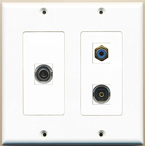 RiteAV - 1 Port RCA Blue 1 Port Toslink 1 Port 3.5mm - 2 Gang Wall Plate