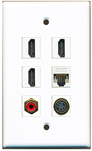 RiteAV - 3 HDMI 1 Port RCA Red 1 Port S-Video 1 Port Cat5e Ethernet White Wall Plate