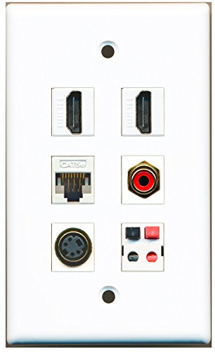 RiteAV - 2 HDMI 1 Port RCA Red 1 Port S-Video 1 Port Cat5e Ethernet White 1 Port Speaker Wall Plate