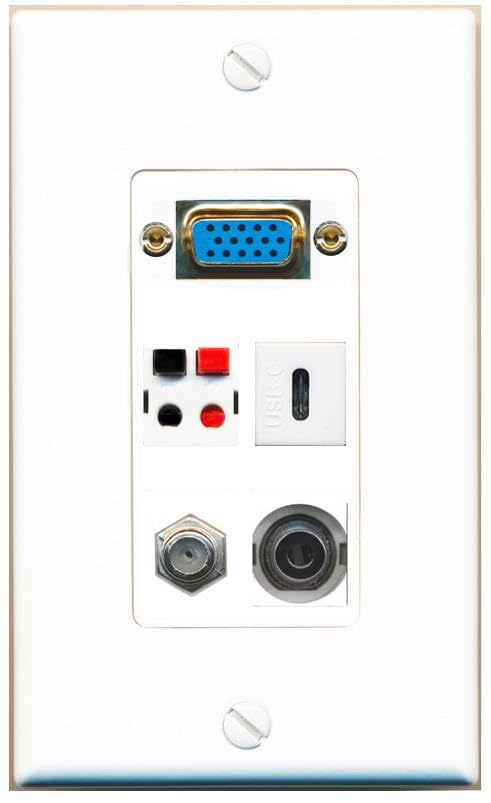 RiteAV SVGA + 3.5mm COAX SPEAKER USBC Wall Plate [White]