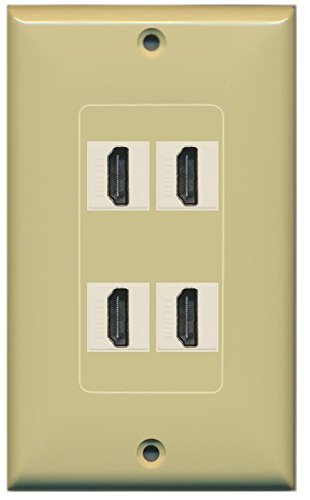 RiteAV Ivory - 4 x HDMI 1.4 Ivory Decorative Wall Plate Single Gang