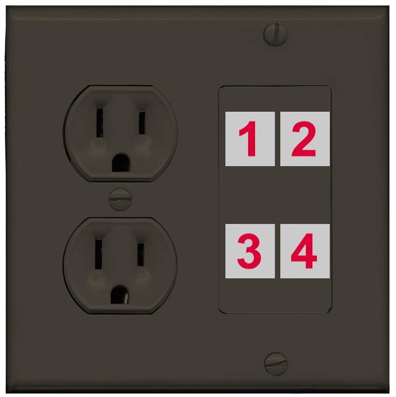 RiteAV Custom 4 Port Custom Wall Plate - Round Outlet [Brown/Brown]