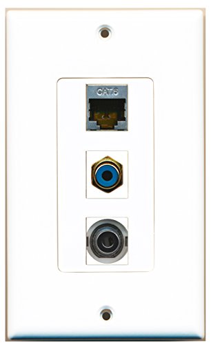 RiteAV 1 Port RCA Blue 1 Port Shielded Cat6 Ethernet 1 Port 3.5mm Wall Plate OVERSIZED