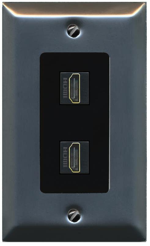 RiteAV Custom HDMI Wall Plate 2 Port - 1 Gang [Stainless/Black]